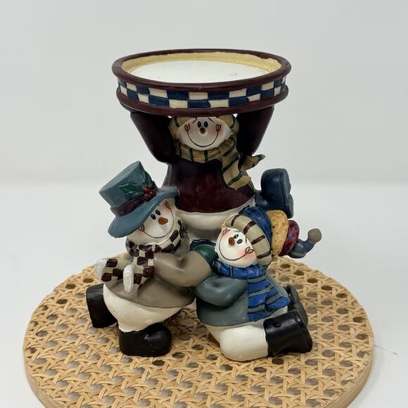 3 Snowman Pillar Candle Holder Decor Christmas Winter Holiday Decor - Picture 1 of 6